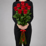 9 длинных красных роз 100 см